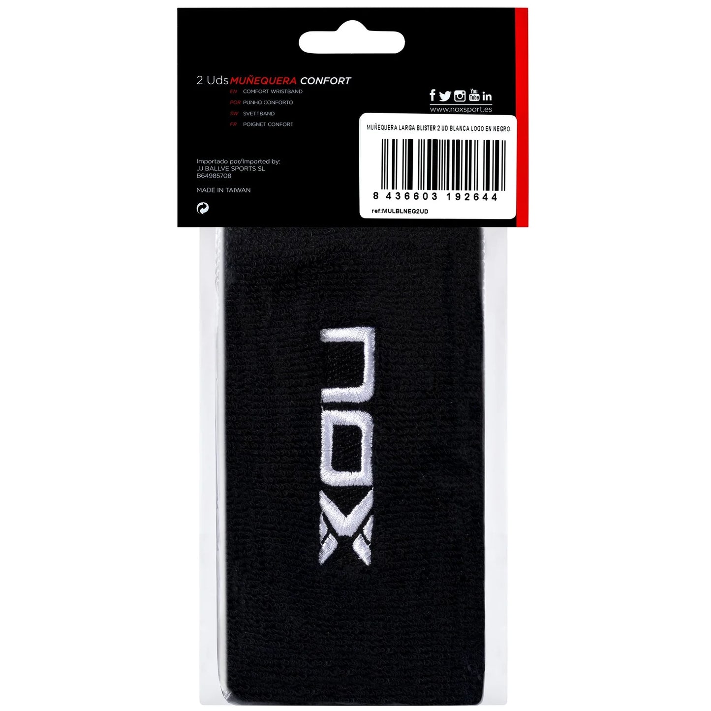 NOX long sport wristbands black/white